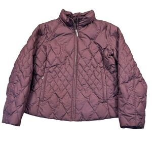 Eddie Bauer Goose Down Jacket Womens Petite M Diamond‎ Quilted Premium Barn Coat